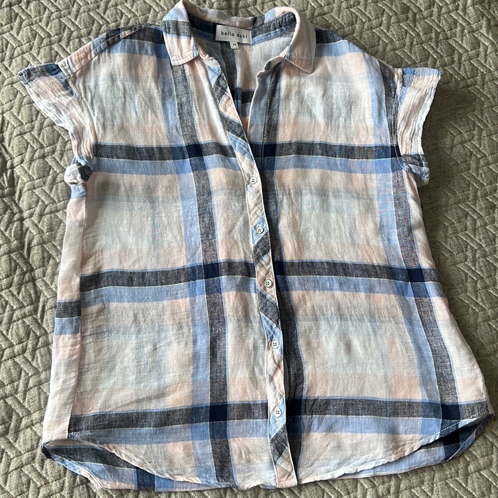 Bella Dahl Linen plaid Top in sz‎ XS